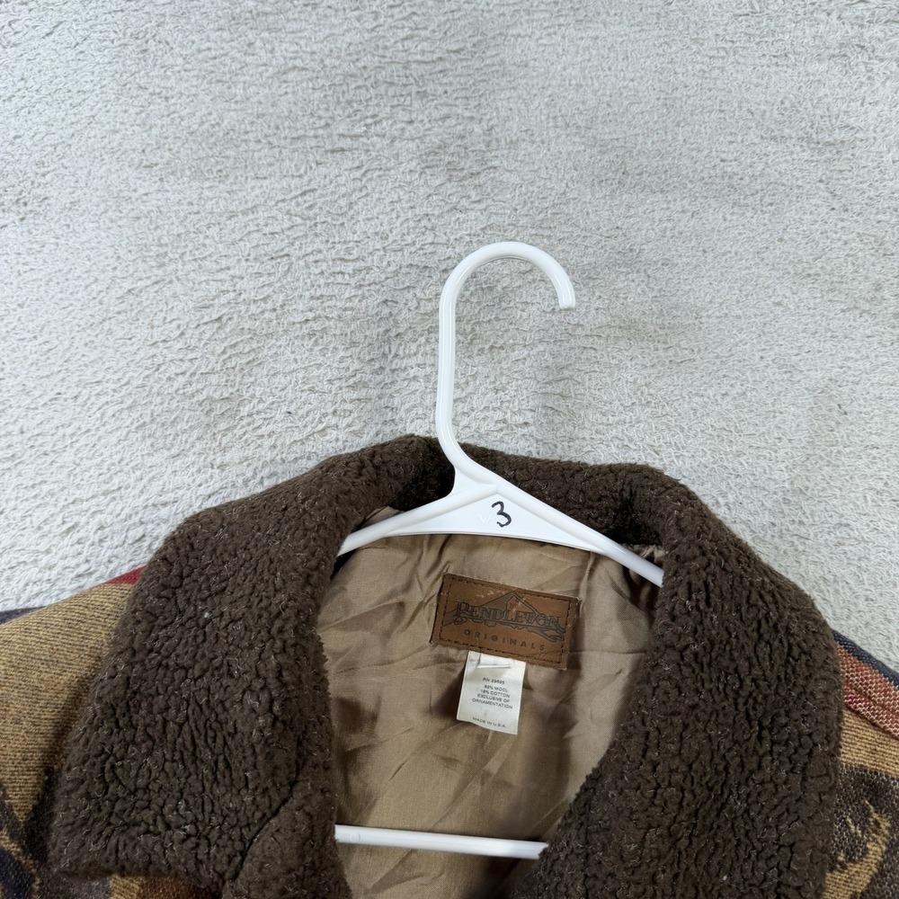 Pendleton Blanket Coat Womens Large Wool Deer Cabin Fish Lined Made In USA Fall - Picture 8 of 8